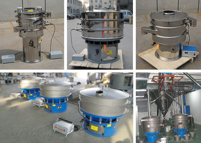 加高式超声波旋振筛，碳钢+不锈钢式超声波旋振筛，全不锈钢式超声波旋振筛，全碳钢式超声波旋振筛。