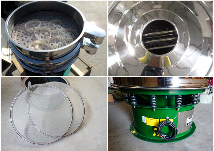 单层丝瓜视频黄片地址细节：筛网，进料口，振动弹簧，弹跳球。